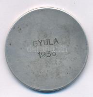 1936 k. "Magyar Királyi Határőrség" egyoldalas, jelzett Ag emlékérem, hátoldalán "Gyu...