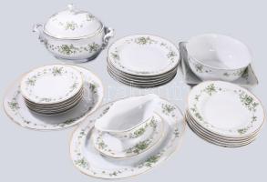 Hollóházi Erika mintás 6 személyes 24 részes étkészlet. Jelzett, teljes, hibátlan.