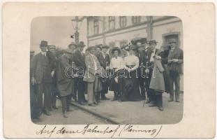 1912 Marosújvár, Uioara, Ocna Mures; Bahnhof / vasútállomás / railway station. photo (kopott sarkak / worn corners)