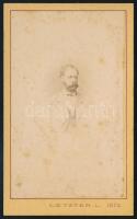 1873 Férfiportré, keményhátú fotó Letzter szegedi műterméből, 10,5×6,5 cm