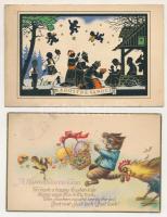 36 db RÉGI karácsonyi, újévi és húsvéti üdvözlőlap / 36 pre-1945 Christmas, New Year and Easter gree...