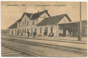 Balázsfalva, Blasendorf, Blaj; Személypályaudvar, vasútállomás. Czelnai Gyula felvétele, Nyerges István kiadása / Gara personala / railway station (EB)