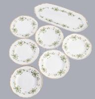 Hollóházi Erika mintás szendvicses készlet. Jelzett, teljes, hibátlan, eredeti dobozában.