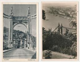 Budapest - 4 db RÉGI város képeslap: Erzsébet híd