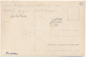 Zalatna, Zlatna; vasúti pálya, vasútvonal / railway track, railway line. photo (vágott / cut)