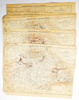 Magyarország politikai térképe, 9 db, rajtuk különféle (főként az 1848-49-es forradalomra vonatkozó) kézi jelölésekkel, feljegyzésekkel, változó állapotban, 29x38 cm körül