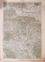 1927 Zágráb környékének térképe, 1 : 200.000, M. Kir. Állami Térképező Intézet, kissé viseltes állapotban, kisebb lapszéli sérülésekkel, feltekerve, 62x47 cm