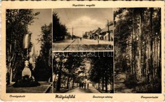 1939 Budapest XVI. Mátyásföld, Repülőtéri megálló, országzászló, Gesztenye sétány, Fenyves (EK)