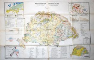 1927 Magyarország gazdaságföldrajzi térképe. Teleki Pál gróf és Cholnoky Jenő közreműködésével hivatalos adatok alapján szerk.: Fodor Ferenc. 1 : 1.500.000. Bp., Magyar Földrajzi Intézet R.T., kis sérülésekkel, 62,5x94,5 cm