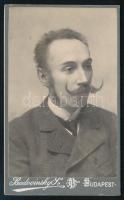 cca 1910 Férfiportré, keményhátú fotó Badovinszky budapesti műterméből, 10,5×6,5 cm