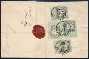 1868 Szállítólevél a hátoldalon 3 x 1kr + 2kr okmánybélyegekkel, "KOLOZSVÁR" - Pest