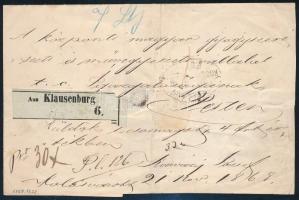 1868 Szállítólevél a hátoldalon 3 x 1kr + 2kr okmánybélyegekkel, "KOLOZSVÁR" - Pest