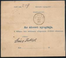 1889 Szállítólevél Színesszámú 5kr + 10kr díjkiegészítéssel, "BILLÉD" - Aurelháza (mindket...