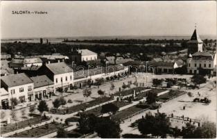 Nagyszalonta, Salonta; Vedere / látkép, a már elbontott neológ zsinagógával, üzletek / view, synagogue, shops
