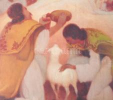 D. Némethy Miklós (1880-?): Kisded születése (Háromkirályok), 1935. Olaj, vászon. Jelezve jobbra len...