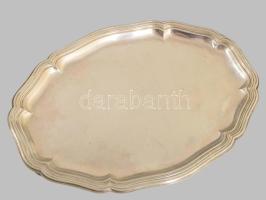 Ezüst (Ag) tálca, jelzett, 30x22 cm, 286g