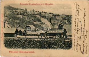 1901 Máramarossziget, Sighetu Marmatiei; Rónaszéki Ferenc-bánya és környéke. Kaufman Ábrahám kiadása / mine (fa)