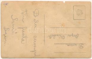 1932 Lupény, Lupeni; zenekar / music band, group of musicians with instruments. photo (szakadás / te...