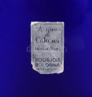 Antik Bourjois kék kölni üveg, jelzett, m: 17 cm