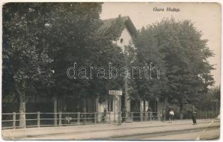 1928 Hátszeg, Hateg; Gara / vasútállomás. Nagy Bálint kiadása, Ioanovits felvétele / Bahnhof / railway station (EB)
