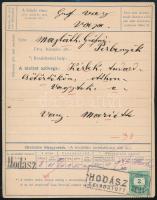 1894 Táviratlap 3kr díjkiegészítéssel, kétféle "HODÁSZ" vasúti távírda bélyegzéssel, "VAJA" - "HODÁSZ"