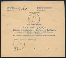 1896 Szállítólevél Színesszámú 2kr + 4 x 3kr + 10kr díjkiegészítéssel, "BUDAPEST / KEREPESI ÚT&...