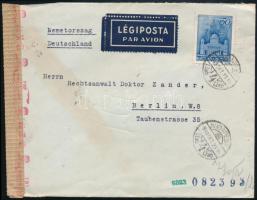 1943 Légiposta levél Berlinbe Templom 50f bérmentesítéssel