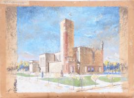 Jelzés nélkül, 2 db mű: Komároni római katolikus teplom tervei, 1930-35 körül. Vegyes technika, papí...