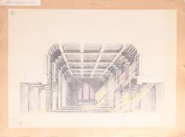 Jelzés nélkül, 2 db mű: Komároni római katolikus teplom tervei, 1930-35 körül. Vegyes technika, papí...