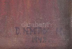 D. Némethy Miklós (1880-?): Vöröshajú lány portréja, 1942. Olaj, vászon. Jelezve jobbra lent. Fakere...