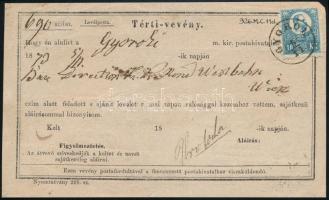 1873 Réznyomat 10kr tértivevényen Bécsbe, kiállítási minőségben, "GYOROK"