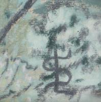 SL vagy LS monogram jelzéssel: Erdélyi fatemplom. Pasztell, papír. Dekoratív, üvegezett, kissé sérül...