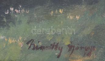 Némethy Györgyi, XX. sz. első fele: Virágzó park. Olaj, vászon. Dekoratív, kissé sérült fakeretben. ...