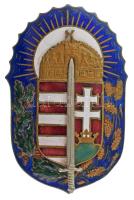 1920. "Vitézi Jelvény" zománcozott bronz jelvény, ezüst kard feltéttel, hátlapon ferde kitűzőpántokkal, "JEROUSCHEK BPEST SEMMELWEIS U. 7." gyártói jelzéssel (56x37mm) T:AU apró zománchibák Hungary 1920. "Badge of the Order of Vitéz" enamelled bronze badge, with silver sword overlay, on the back two oblique bands, with makers mark "JEROUSCHEK BPEST SEMMELWEIS U. 7." (56x37mm) C:AU tiny enamel errors NMK 334