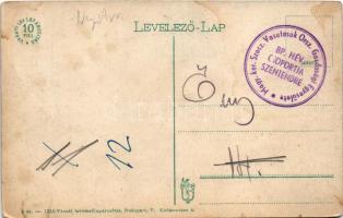 Zsolna, Zilina; Kossuth Lajos utca. Vasúti levelezőlapárusítás 9. 1915. / street + "Magy.ker. S...