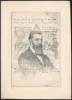Hölzer-Weinek, Irene (-): In memoriam Theodor Herzl, ex libris Dr. Stefani Lustig (judaika ex libris), rézkarc, papír, jelzett a karcon, 14x9 cm