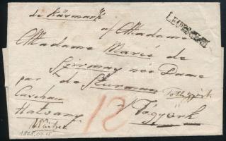 1828 Levél 12kr viteldíjjal Késmárkról, "LEUTSCHAU" bélyegzéssel Tótgyürkbe
