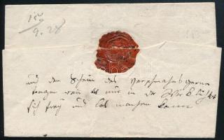 1828 Levél 12kr viteldíjjal Késmárkról, "LEUTSCHAU" bélyegzéssel Tótgyürkbe