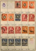 Kb 4.000 db döntően különféle bélyeg 6 db régi cserefüzetben, benne angol gyarmatok, francia gyarmat...