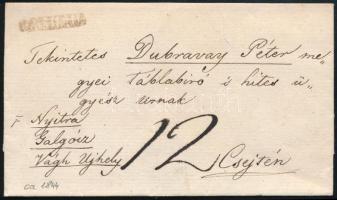 ~1844 Levél 12kr viteldíjjal, "ROSENAU" - Csejte