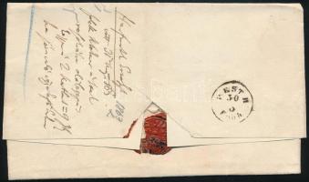 1863 Levél 15kr viteldíjjal, készpénzzel fizetve, "ROSNYÓ" - "PESTH / Früh"