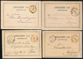 1872-1874 4 db levelezőlap, "ARAD", "KÁROLY-FEHÉRVÁR / VÁROS", "KOLOZSVÁR&q...