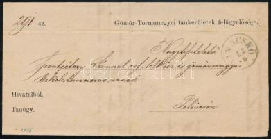 1876 Hivatalos levél "AJNÁCSKÖ" - "PELSÜCZ"