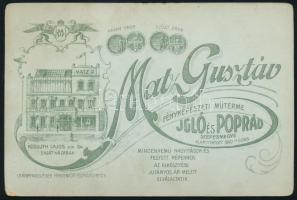 cca 1910 Gyerekportré, keményhátú fotó Matz Gusztáv (Igló, Belgrád) műterméből, hátoldalon a műterem...