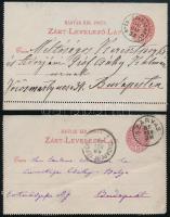 1888-1890 2 db zárt levelezőlap luxus "SZARVAS" + "GYŐR-SZABADHEGY" bélyegzéssel