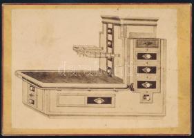 cca 1880 Gépezet rajzának kabinetfotója, 16,5×10,5 cm