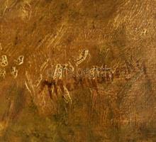 Mednyánszky jelzéssel: Vadász az erdőben. Olaj, karton. Vetemedett. Fakeretben. 70x100 cm. KIZÁRÓLAG...