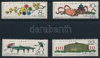 1961 Asztalitenisz Mi 591-594 (Mi EUR 40.-) ( sárgás gumi, foghiányok / yellowish gum, missing perfs.)