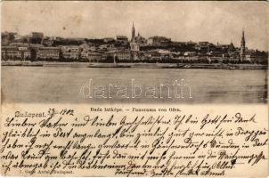 1902 Budapest, Buda látképe, Mátyás-templom, Halászbástya, gőzhajók. Ganz Antal 7. (EK)