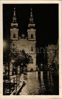 Budapest I. Batthyány tér, Szent Anna templom este, Dulovits Jenő felvétele